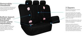 img 1 attached to 🚗 FH Group Full Set Floral Embroidery Design Car Seat Covers, Airbag Ready & Split Bench, Black Color (FB053115) - Universal Fit for Cars, Trucks, SUVs, Vans