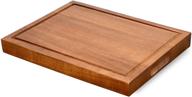 🔪 16x11 inch acacia wood cutting board for kitchen - reversible & thick wooden chopping board with juice groove, 3 compartments - ideal cheese board for meat, vegetables, and more логотип