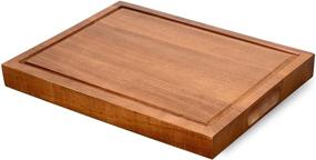 img 4 attached to 🔪 16x11 Inch Acacia Wood Cutting Board for Kitchen - Reversible & Thick Wooden Chopping Board with Juice Groove, 3 Compartments - Ideal Cheese Board for Meat, Vegetables, and More