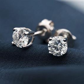 img 3 attached to 💎 Stunning Moissanite Earrings: HOLYCOME 1 Carat Diamond-like Brilliance, Hypoallergenic 18K White Gold Plated Studs – Perfect Gift for Women, Girls, and Men!