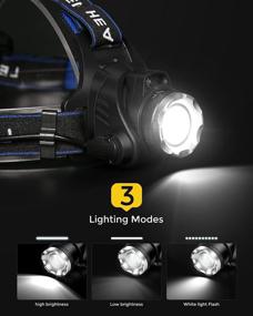 img 1 attached to 🔦 Waterproof USB Rechargeable Led Headlamp Flashlight, T004 Headlight with 4 Modes and Adjustable Headband - Ideal for Camping, Hiking, Outdoors, Hunting