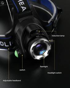 img 3 attached to 🔦 Waterproof USB Rechargeable Led Headlamp Flashlight, T004 Headlight with 4 Modes and Adjustable Headband - Ideal for Camping, Hiking, Outdoors, Hunting