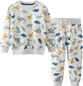 img 4 attached to 👕 Toddler Boys' Sweatshirt and Sweatpant Set: Comfy Playwear for Active Play