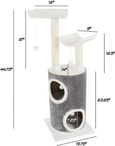 img 3 attached to 🐱 PETMAKER Gray & White Double Decker Cat Tree - 5 Tier Condo, 2 Scratching Posts, 4 Toys - 44.75 inches