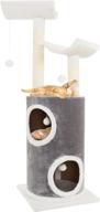 🐱 petmaker gray & white double decker cat tree - 5 tier condo, 2 scratching posts, 4 toys - 44.75 inches logo