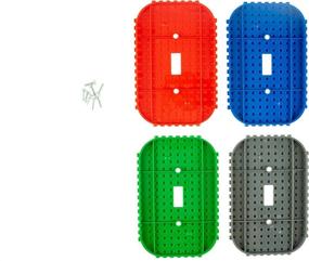 img 3 attached to 🛏️ Enhance Kid's Bedroom Décor with Strictly Briks Single Light Switch Baseplate Cover 4 Pack - Basic Colors