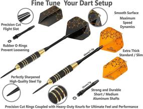 img 2 attached to CC-Exquisite Professional Steel Tip Darts Set - Premium Barrels with Flights, Aluminum Shafts, O-Rings, and Accessories in Black & Gold