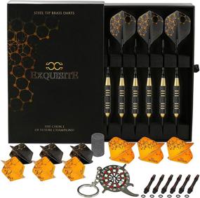 img 3 attached to CC-Exquisite Professional Steel Tip Darts Set - Premium Barrels with Flights, Aluminum Shafts, O-Rings, and Accessories in Black & Gold