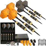 cc-exquisite professional steel tip darts set - premium barrels with flights, aluminum shafts, o-rings, and accessories in black & gold логотип