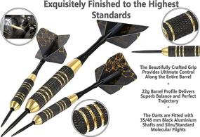 img 1 attached to CC-Exquisite Professional Steel Tip Darts Set - Premium Barrels with Flights, Aluminum Shafts, O-Rings, and Accessories in Black & Gold