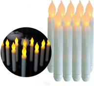advocator 12 pcs dripless battery operated led flameless taper candles with yellow mini flickering taper fake candles for christmas decorative church wedding window holiday wall sconce logo