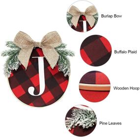 img 2 attached to ORIENTAL CHERRY Christmas Decorations: Joy Sign - Buffalo Check Plaid Wreath for 🎄 Front Door - Rustic Burlap Wooden Holiday Decor for Home Window Wall Farmhouse Indoor Outdoor
