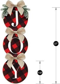 img 1 attached to ORIENTAL CHERRY Christmas Decorations: Joy Sign - Buffalo Check Plaid Wreath for 🎄 Front Door - Rustic Burlap Wooden Holiday Decor for Home Window Wall Farmhouse Indoor Outdoor