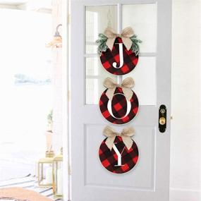 img 3 attached to ORIENTAL CHERRY Christmas Decorations: Joy Sign - Buffalo Check Plaid Wreath for 🎄 Front Door - Rustic Burlap Wooden Holiday Decor for Home Window Wall Farmhouse Indoor Outdoor