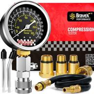 🔍 bravex compression tester - complete 8pcs small engine cylinder pressure gauge tool automotive kit with brass adapters and rigid hoses, ideal compression test kit for petrol gas engine logo