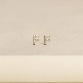 img 2 attached to 📿 Personalized Letter Stud Earrings: 14K Gold Plated Initials for Women/Kids - A-Z Options in Sterling Silver