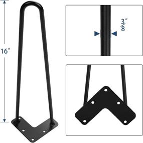 img 1 attached to AECOJOY 16-Inch Black Hairpin Legs, 0.375-inch Diameter, Set of 4 Heavy-Duty 2-Rod Table Legs for DIY Desks, Stands, and Benches