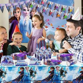 img 1 attached to ❄️ Frozen Birthday Party Supplies - 120 Pieces of Frozen Party Decorations & Games, Table Cloth, Banner, Plates, Cups, Napkins - Ideal for 10 Guests