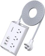 💡 addtam etl certified power strip with usb ports and widely spaced outlets - 5ft braided cord - ideal for home, office, and cruise ship travel логотип