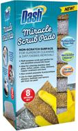 dash miracle non-scratch scrub pads: versatile heavy duty kitchen and home cleaning sponge pack (8 pack, silver & gold) logo