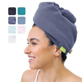img 4 attached to 💦 AQUIS Hair Wrap - Dark Grey, Water-Wicking Microfiber Towel for Hair, Boosts Drying Speed by 50%, Button-Loop Closure, Hands-Free Hair Drying, Turban Shape (10" x 29")