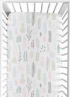 seo-optimized: sweet jojo designs pink and grey tropical leaf nursery fitted crib sheet for girls - blush, turquoise, gray, and green botanical rainforest jungle sloth collection logo