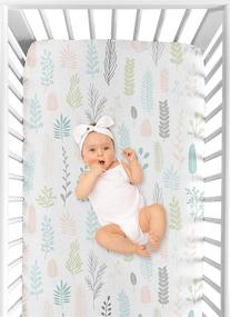 img 1 attached to SEO-Optimized: Sweet Jojo Designs Pink and Grey Tropical Leaf Nursery Fitted Crib Sheet for Girls - Blush, Turquoise, Gray, and Green Botanical Rainforest Jungle Sloth Collection