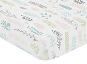 img 2 attached to SEO-Optimized: Sweet Jojo Designs Pink and Grey Tropical Leaf Nursery Fitted Crib Sheet for Girls - Blush, Turquoise, Gray, and Green Botanical Rainforest Jungle Sloth Collection