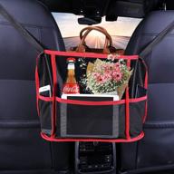 👜 red-deluxe edition car net pocket handbag holder: convenient seat storage for handbags, documents, phone, and valuables logo