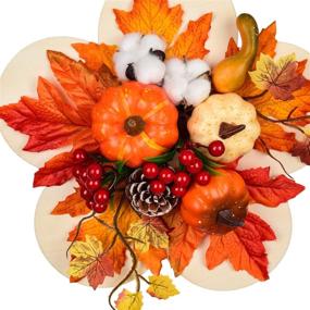 img 3 attached to 🍂 Autumn Harvest 12-Inch Fall Wreath for Front Door, featuring Pumpkins, Berries, and Maple Leaves. Ideal for Autumn Wedding, Party, Thanksgiving, Halloween, and Wall Hanging Decor.