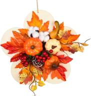 🍂 autumn harvest 12-inch fall wreath for front door, featuring pumpkins, berries, and maple leaves. ideal for autumn wedding, party, thanksgiving, halloween, and wall hanging decor. логотип