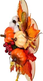 img 1 attached to 🍂 Autumn Harvest 12-Inch Fall Wreath for Front Door, featuring Pumpkins, Berries, and Maple Leaves. Ideal for Autumn Wedding, Party, Thanksgiving, Halloween, and Wall Hanging Decor.