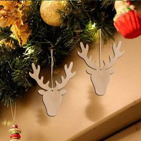 img 2 attached to 🦌 Amosfun 20PCS Wooden Reindeer Head Christmas Ornaments Pendant - Hanging Wooden Decoration for DIY Crafts and Christmas Tree Ornaments