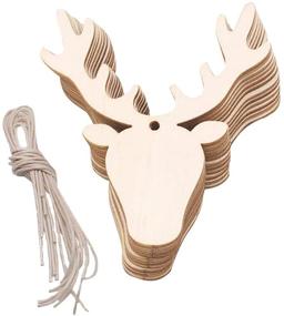 img 3 attached to 🦌 Amosfun 20PCS Wooden Reindeer Head Christmas Ornaments Pendant - Hanging Wooden Decoration for DIY Crafts and Christmas Tree Ornaments
