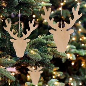 img 1 attached to 🦌 Amosfun 20PCS Wooden Reindeer Head Christmas Ornaments Pendant - Hanging Wooden Decoration for DIY Crafts and Christmas Tree Ornaments