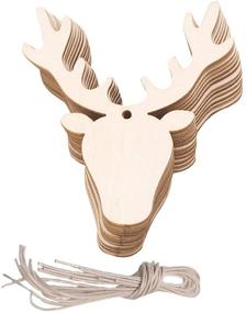 img 4 attached to 🦌 Amosfun 20PCS Wooden Reindeer Head Christmas Ornaments Pendant - Hanging Wooden Decoration for DIY Crafts and Christmas Tree Ornaments