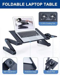 img 2 attached to 🔥 RAINBEAN Adjustable Laptop Stand with Cooling Fans – Premium Aluminum Lap Desk for Bed, Sofa, Office, and More!