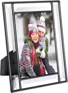 j devlin beveled glass picture frame- elegant 5x7 photo frame with easel back, perfect wedding anniversary, engagement or graduation gift for home decor (clear) - pic 354-57hv логотип