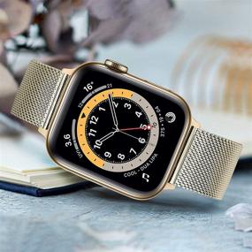 img 1 attached to ⌚ TRUMiRR Золотая плетеная сетка из нержавеющей стали для ремешка Apple Watch SE серии 6 5 4 3 2 1 38 мм 40 мм - Ремешок цвета шампанского золота для мужчин и женщин