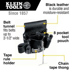 img 3 attached to Klein Tools 5178 Pocket Tool Pouch, Genuine Leather, Tunnel Loop Belt Connection, in Sleek Black