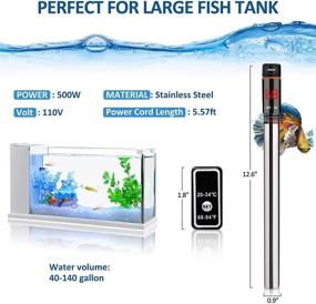 img 2 attached to Enhanced 500W Aquarium Heater: Auto Thermostat, LED Digital Display, External Temperature Controller - Ideal for Saltwater and Freshwater Tanks