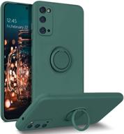 📱 bentoben galaxy s20 case, samsung s20 5g 2020 phone case, slim silicone cover with 360° ring holder kickstand, car mount support, soft rubber hybrid hard protection, shockproof non-slip bumper, dark green logo