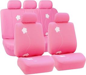 img 4 attached to 🌸 FH Group - FB053PINK115 Universal Fit Full Set Floral Embroidery Design Car Seat Cover, Pink, FH-FB053115 - Airbag Compatible, Split Bench - Perfect for Cars, Trucks, SUVs, Vans