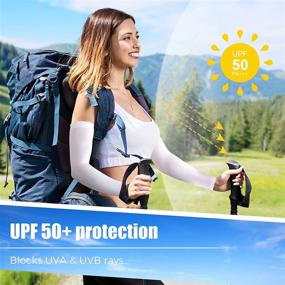 img 3 attached to 🌞 UPF50+ 5 Pairs Sun UV Protection Cooling Arm Sleeves - Compression Sleeve for Tattoo Cover and Cooling