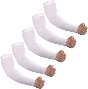 img 4 attached to 🌞 UPF50+ 5 Pairs Sun UV Protection Cooling Arm Sleeves - Compression Sleeve for Tattoo Cover and Cooling