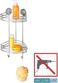 img 3 attached to 🛁 Convenient WENKO 20885100 Vacuum-Loc 2-Tier Corner Rack - Drill-Free Fixing, Durable Steel, 9.1 x 16.9 x 8.3 inch, Chrome Finish