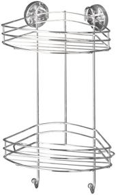 img 4 attached to 🛁 Convenient WENKO 20885100 Vacuum-Loc 2-Tier Corner Rack - Drill-Free Fixing, Durable Steel, 9.1 x 16.9 x 8.3 inch, Chrome Finish
