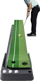 img 4 attached to 🏌️ I&amp;K PRO Indoor Golf Putting Mat - Improve Your Golf Game with Adjustable Hole and Automatic Ball Return Feature - Mini Golfing Green for Home, Office, and Outdoor Use - 8.2 x 1.28 Feet