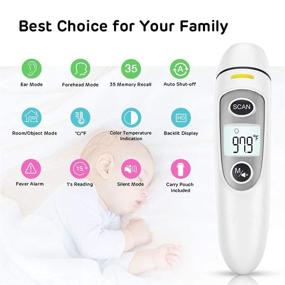 img 3 attached to 🌡️ Digital Baby Thermometer: Forehead and Ear, Fever Alarm, Memory Function - Ideal for Babies, Adults. Indoor and Outdoor Use