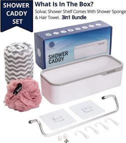 img 3 attached to 🚿 Shower Organizer Caddy - Corner Shower Shelf - Bathroom Wall Caddy - Adhesive Shower Shelves - Bathroom Wall Organizer